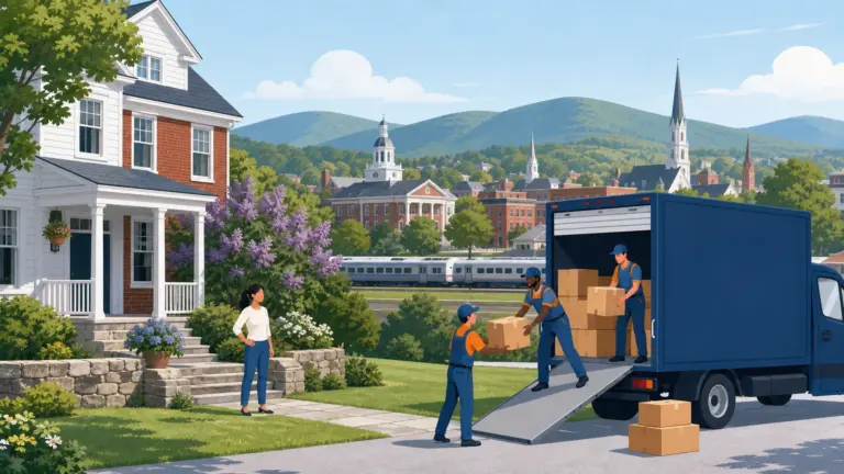 Illustrated guide to moving to Rutland, VT, showing housing, neighbourhoods, costs and arrival