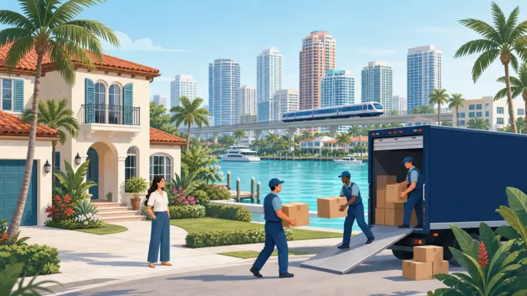 Illustrated guide to moving to South Florida, showing housing, neighbourhoods, costs and arrival