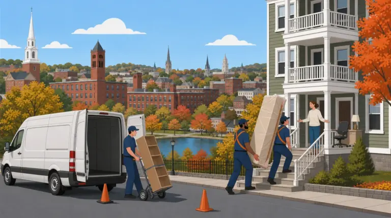 Illustrated guide to moving to Worcester, MA, showing housing, neighbourhoods, costs and arrival