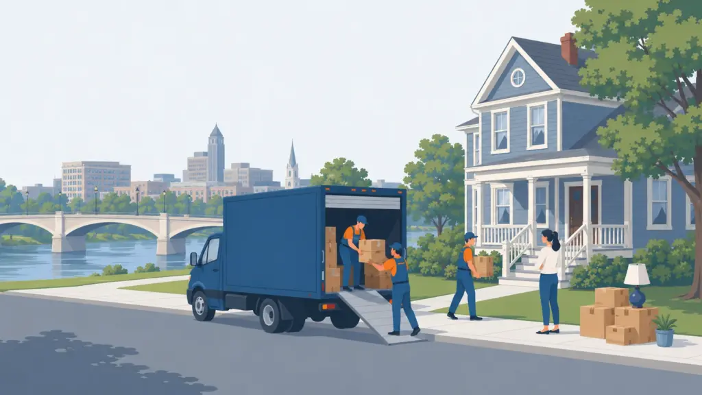 Illustrated guide to moving to Rockford, IL, showing housing, neighbourhoods, costs and arrival