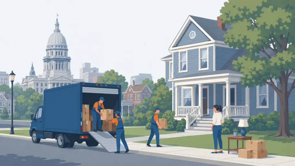 Illustrated guide to moving to Springfield, IL, showing housing, neighbourhoods, costs and arrival